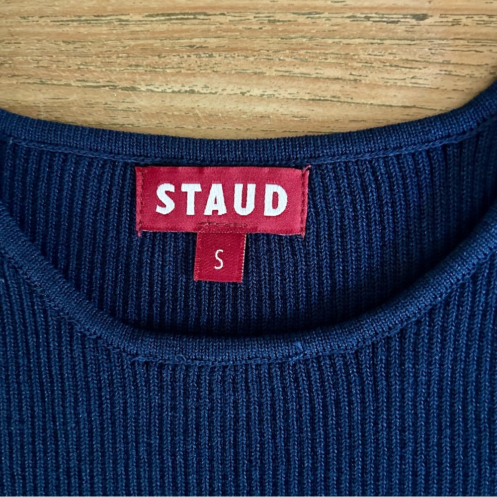 STAUD Deep Blue Ribbed Knit Top - Picture 3 of 4